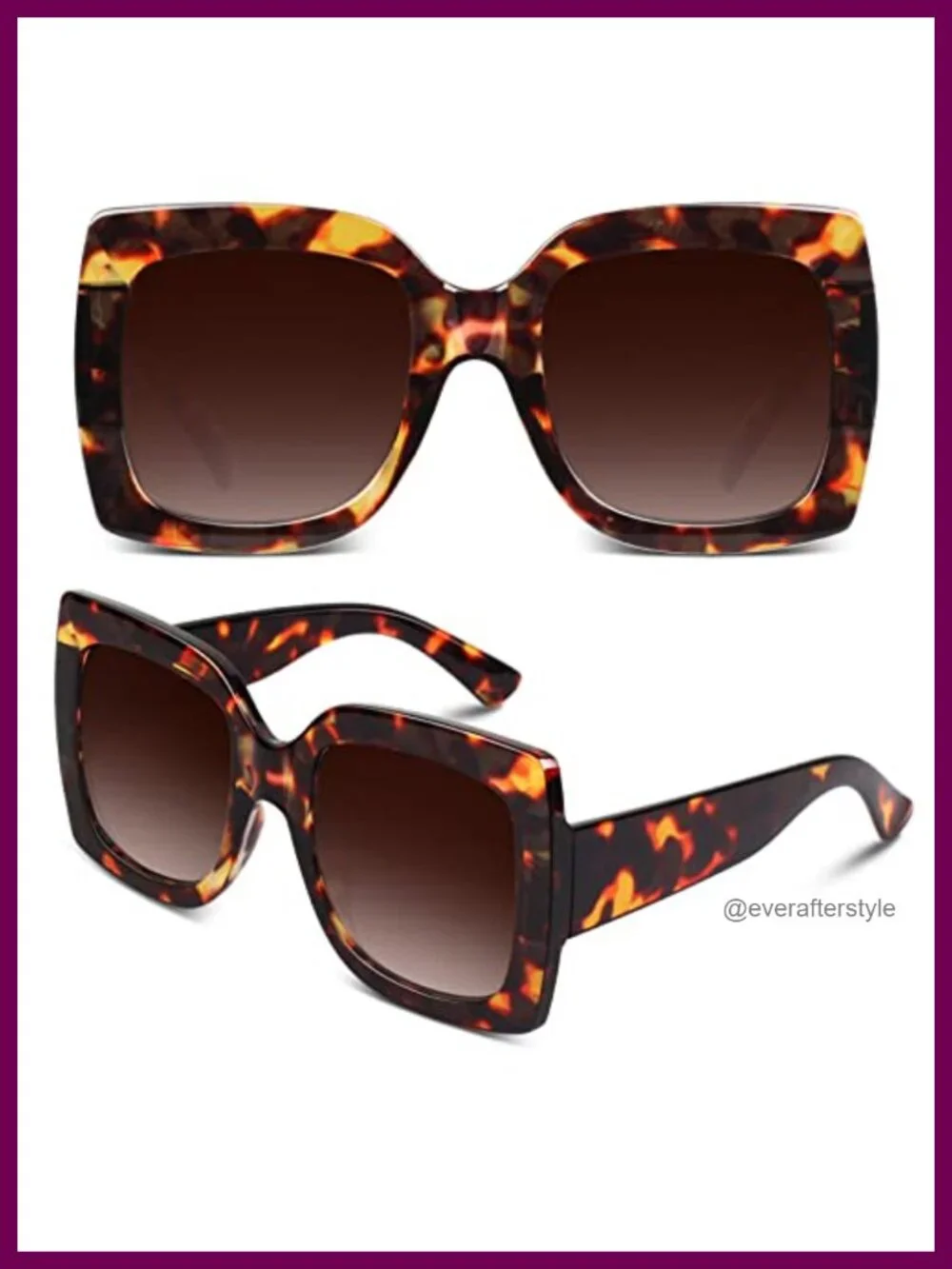 Oversized Square Frame Sunglasses Retro UV400 Protection